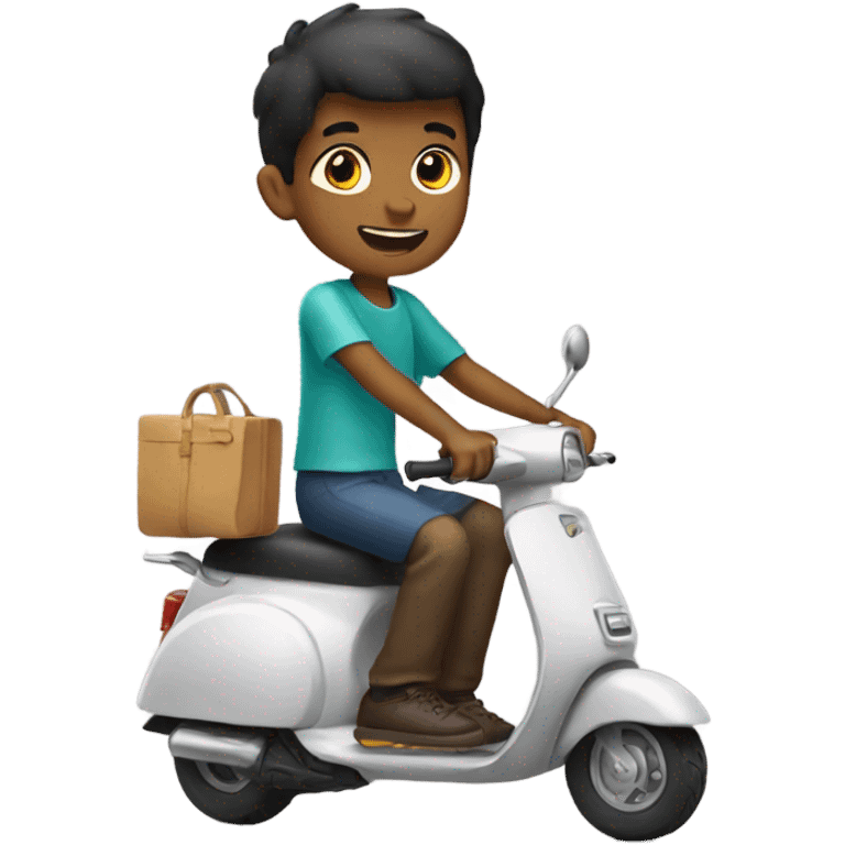 Boy riding scooter in peninsula  emoji