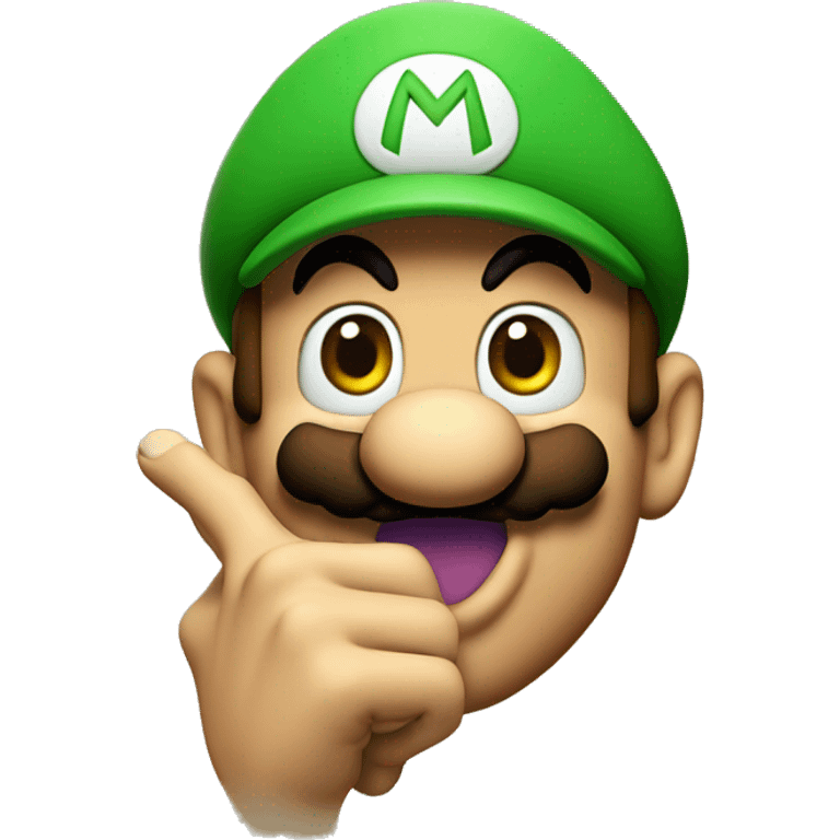 super mario making the quite sign with his finger to his mouth emoji