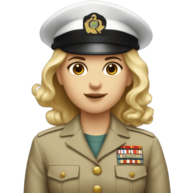 Pale light skin girl wearing marine corps uniform  emoji