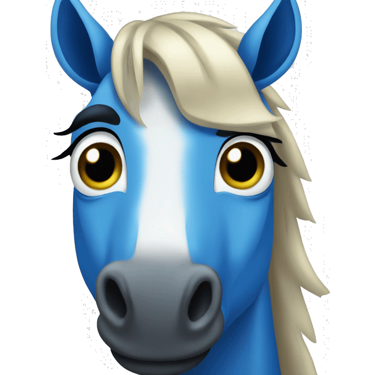 retarde blue horse and big eyes emoji