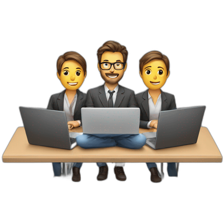 executive developer team programming on laptops emoji