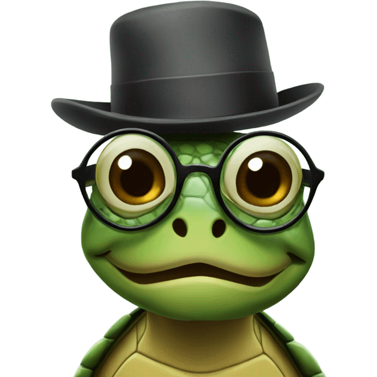 Turtle wearing hat and glasses emoji