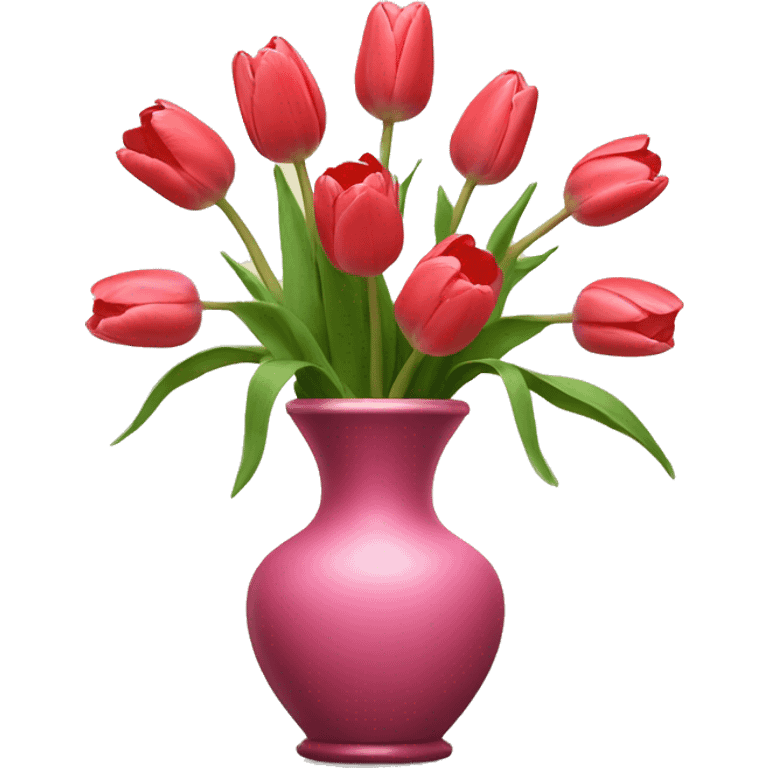 Tulips with vase and bows  emoji