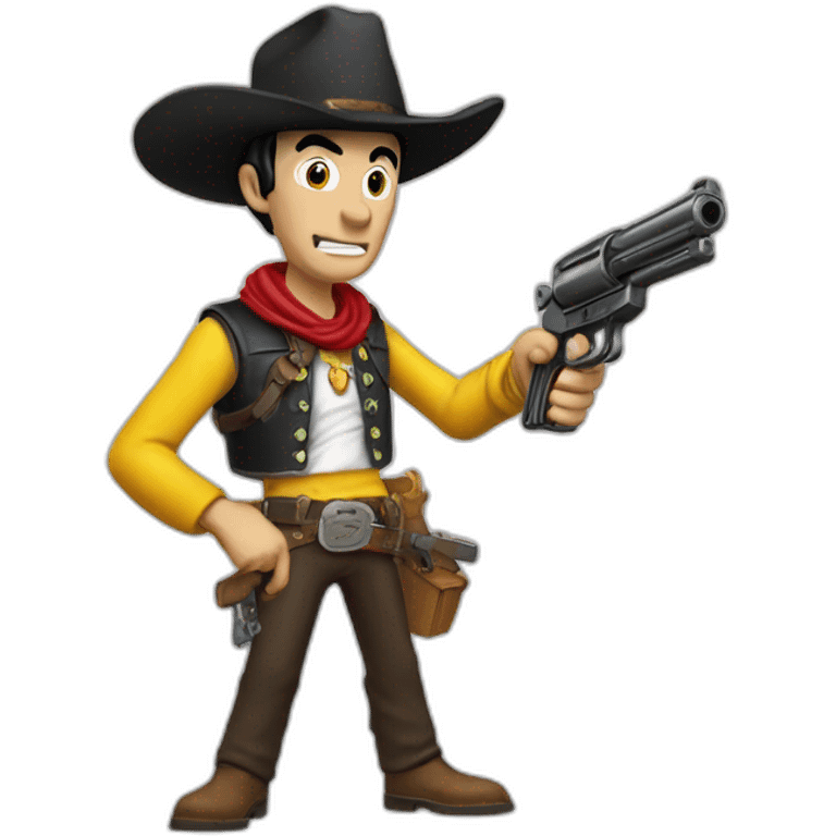 Lucky luke with a gun eat a pizza emoji