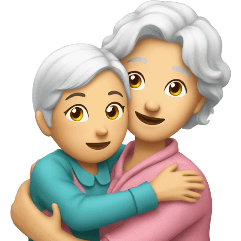 Grandma huggings with a girl emoji