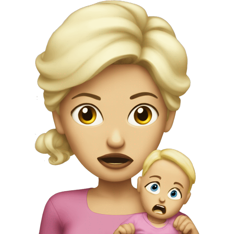 blonde Mama with angry baby emoji