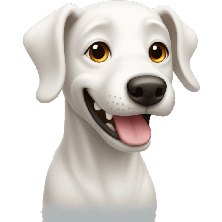 skinny smiling white dog  emoji