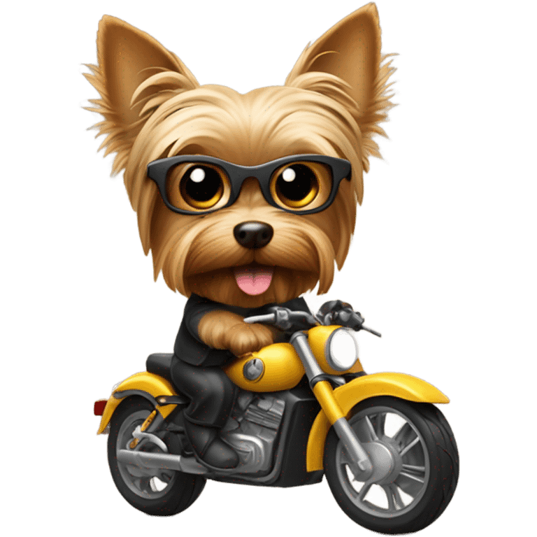 Yorkie with big ears on a motorcycle  emoji