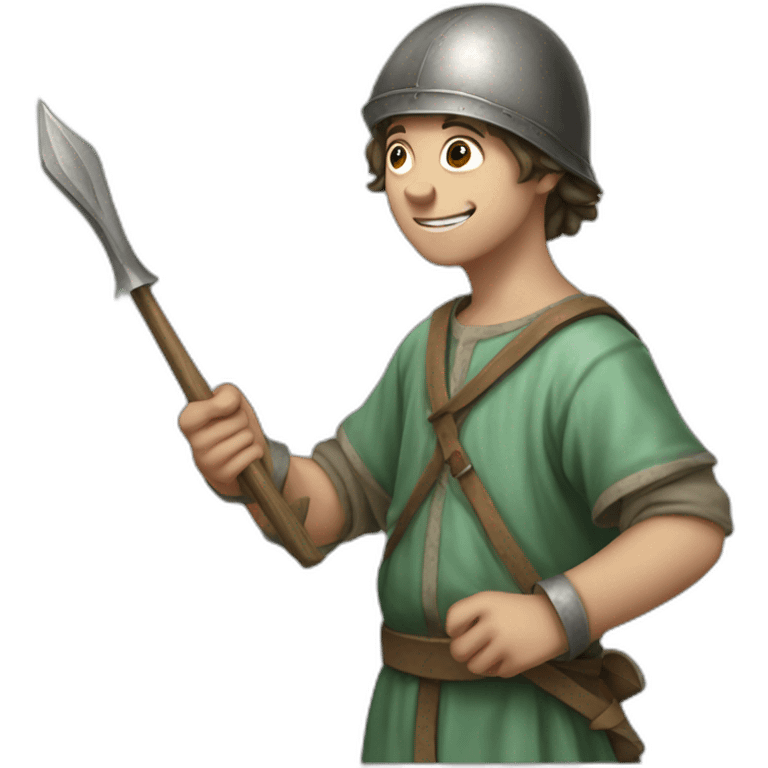 young mint apprentice yielding tool, medieval age emoji