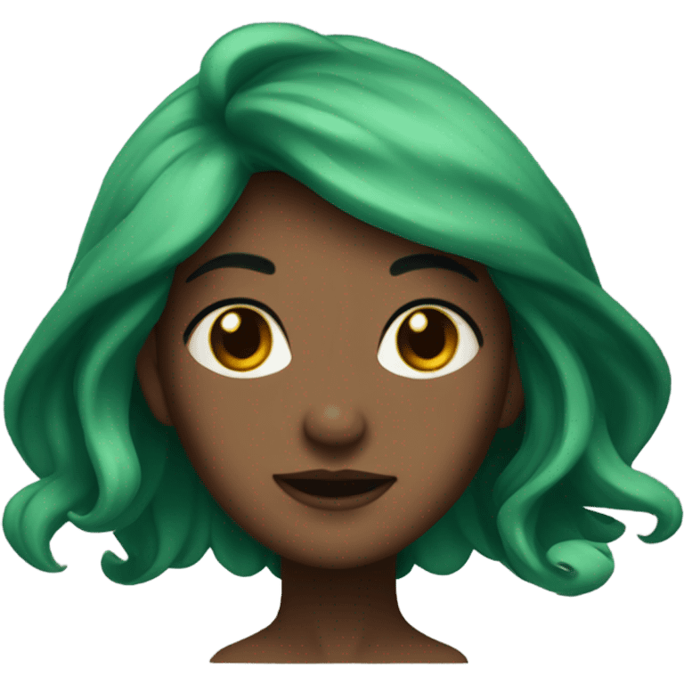 witch with green hair and brown eyes emoji