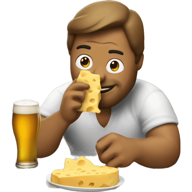 guys eating chees and drinking beer emoji