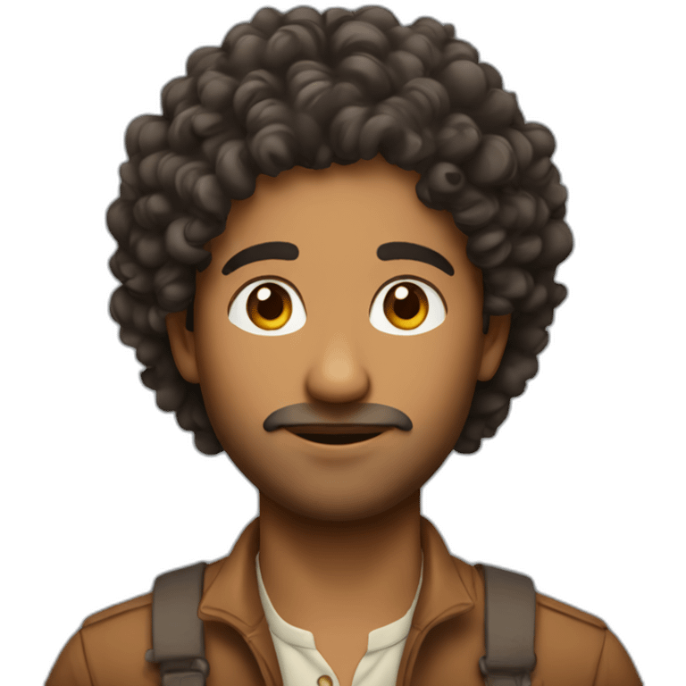 Indian guy with curly hair on top emoji