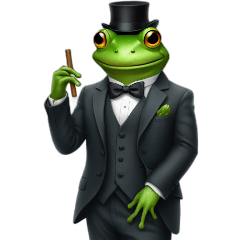 Frog in suit with cigar emoji