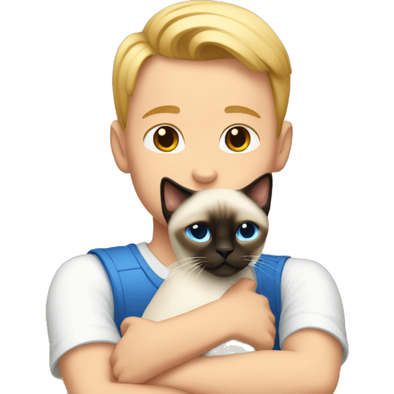 Siamese cat Hug white boy emoji