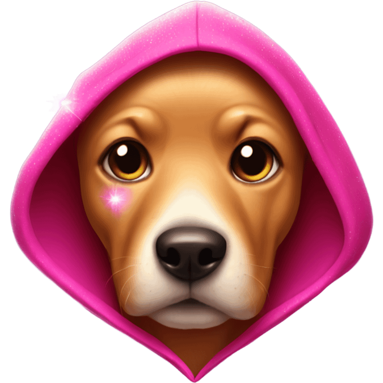 Hot pink Dog wearing hoodie with sparkles  emoji