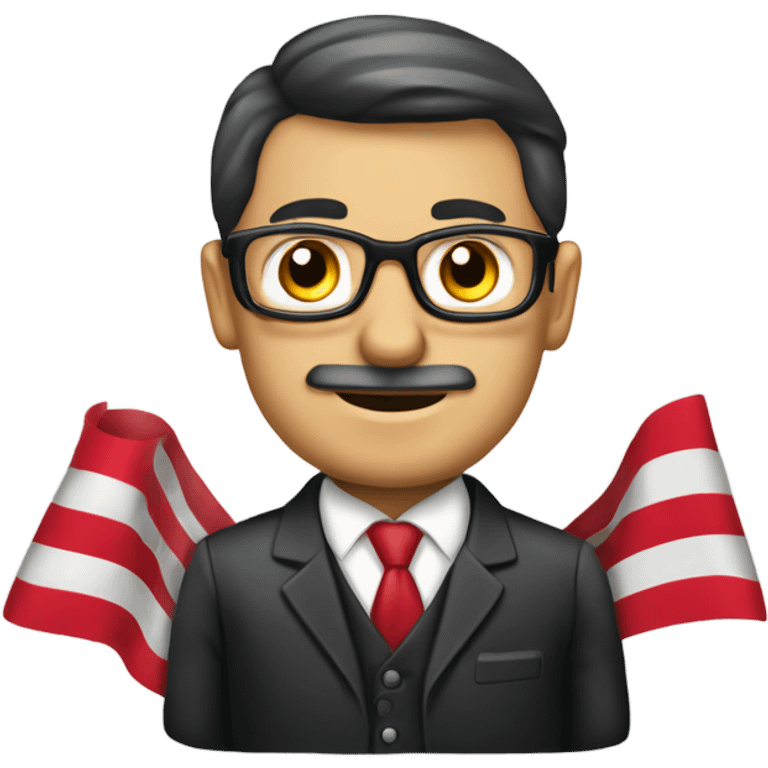 Hombre empresario agarrando una bandera emoji