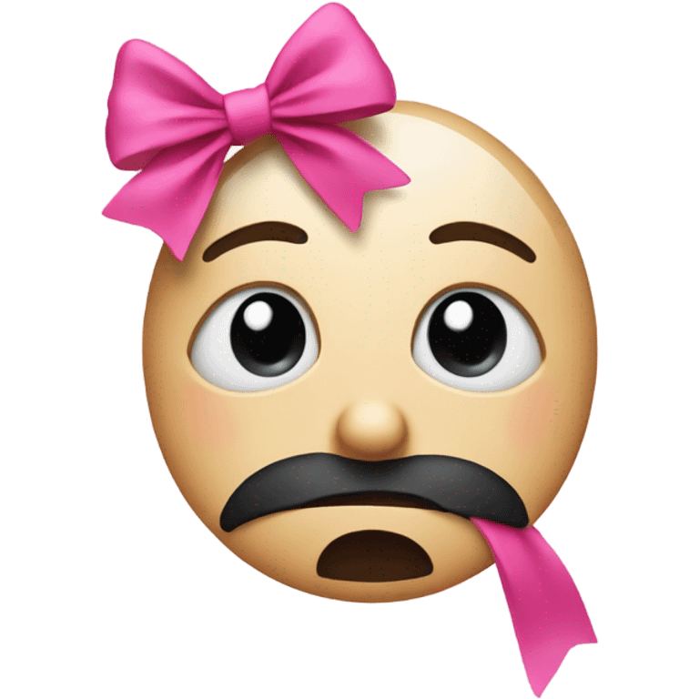 sad face with pink bow emoji