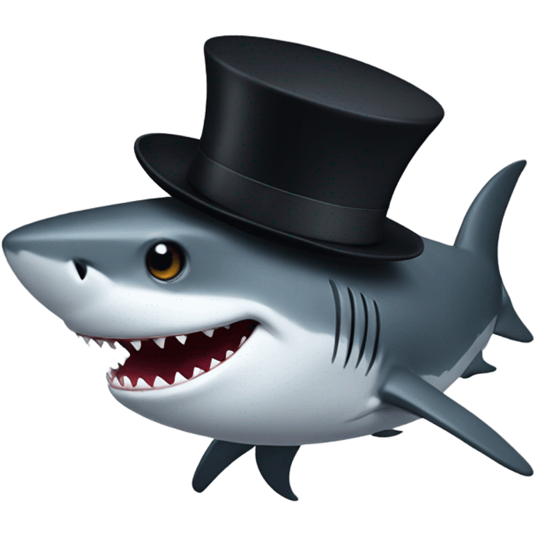 Shark with a top hat emoji