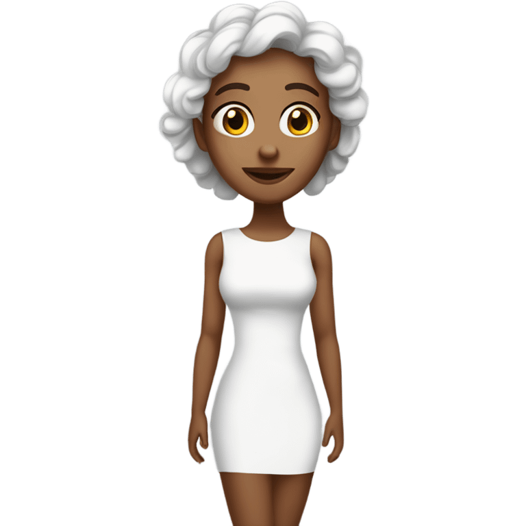 crie uma mulher loira com um vestido branco  emoji