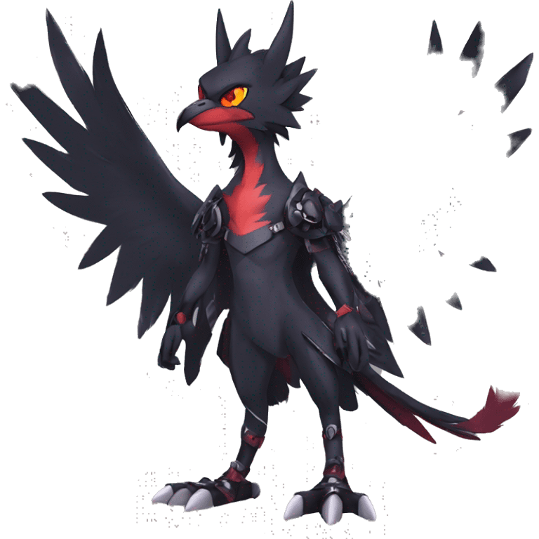 cool edgy black punk red nargacuga-raven-Noivern-cat-animal hybrid Fakemon collar full body emoji