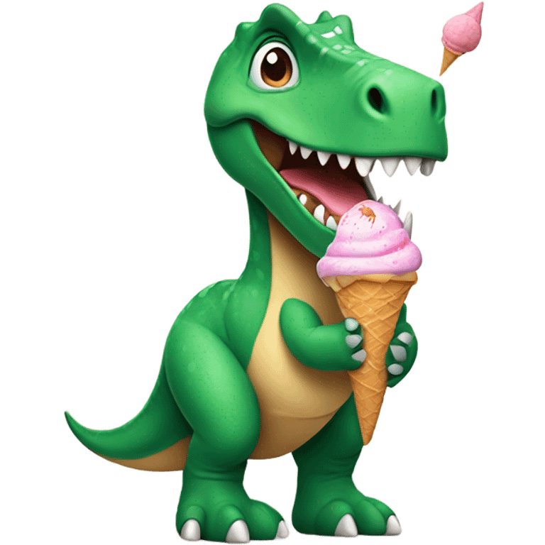 Dinosaur with ice cream emoji