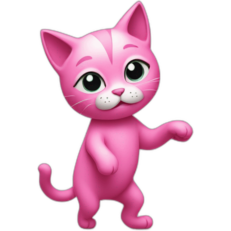 sad pink cat dancing emoji