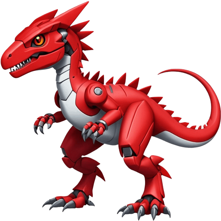  Cool Edgy Futuristic Red Digimon-Fakemon-Guilmon-Velociraptor-Dragon-Mecha full body emoji