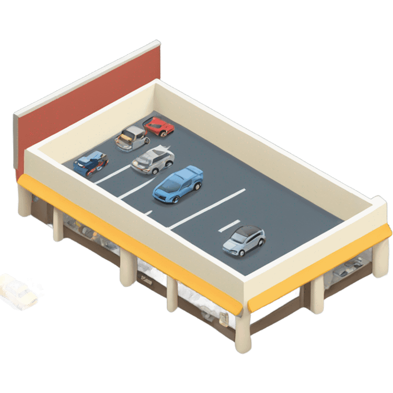 isometric shop and car park emoji