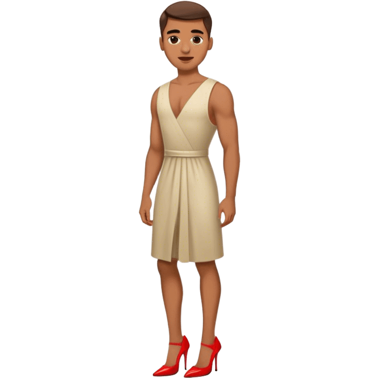 Guy in a dress and red high heels emoji