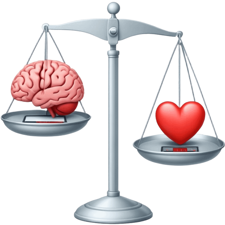 The brain and the heart are on the scale from different sides emoji