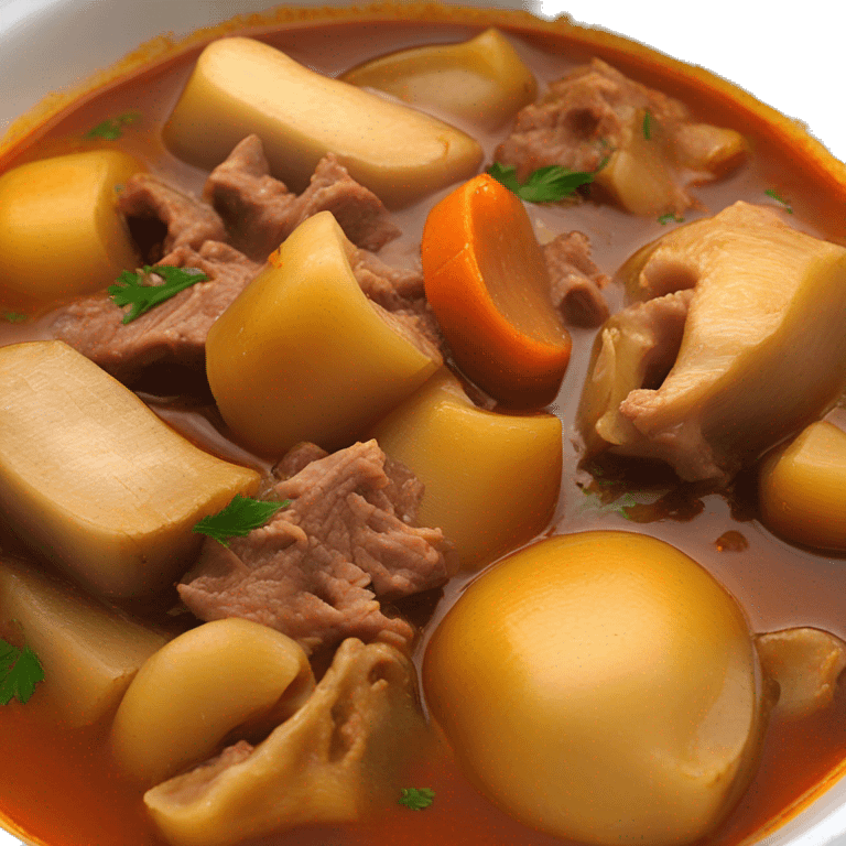 Callos is a traditional Spanish stew, particularly popular in Madrid, known as "Callos a la Madrileña." It is typically made with beef tripe (the stomach lining of the cow), which is the main ingredient, giving the dish its name.  emoji