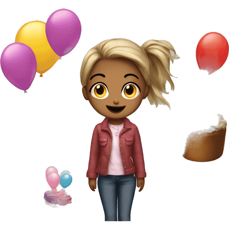 girl, cake, balloons emoji