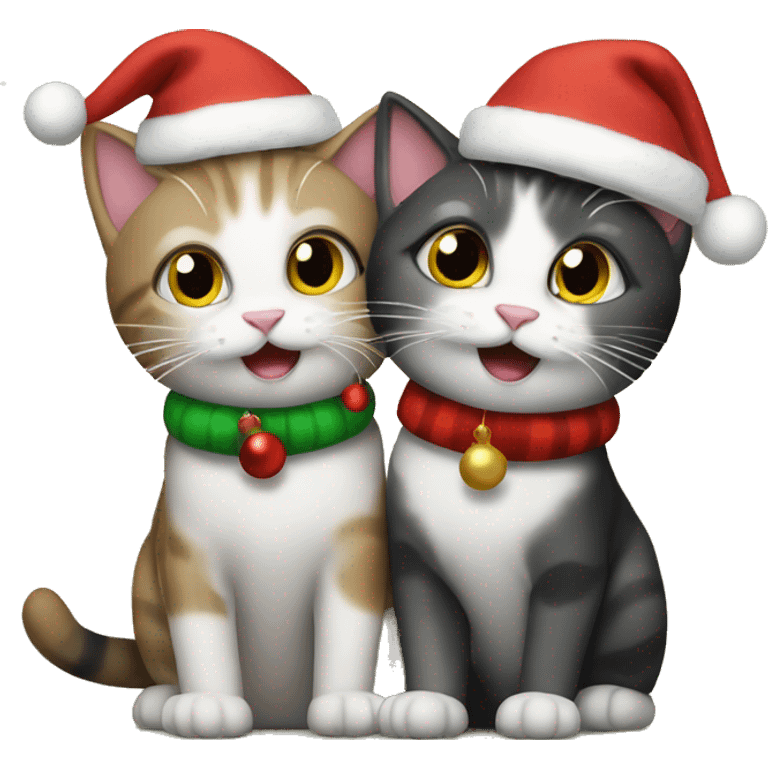 two cats celebrating christmas emoji