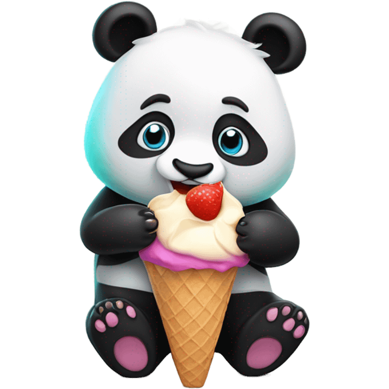 Panda eating ice cream emoji