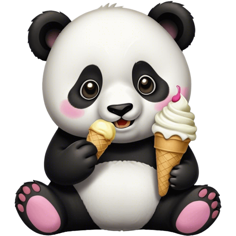 Panda eating ice cream emoji