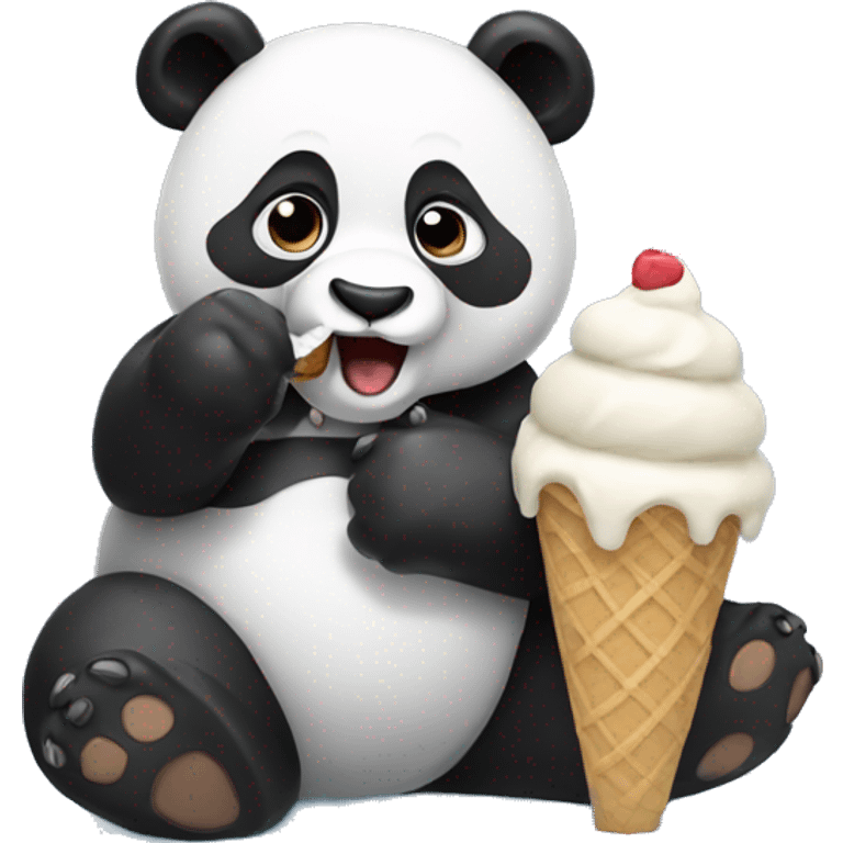 Panda eating ice cream emoji