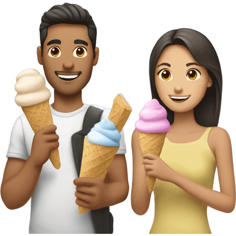 Argentine guy and Filipina girl couple eating ice cream bars emoji