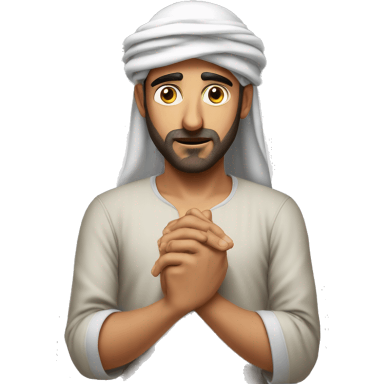 Arab holding his head with his hands photorealistic serious emoji