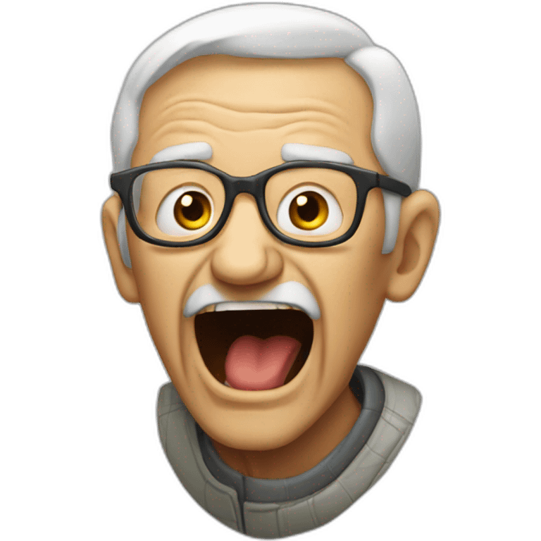 old man screams at code emoji