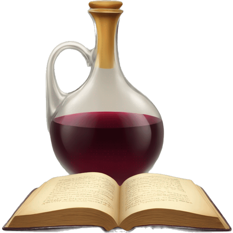 vintage carafe of wine with book emoji