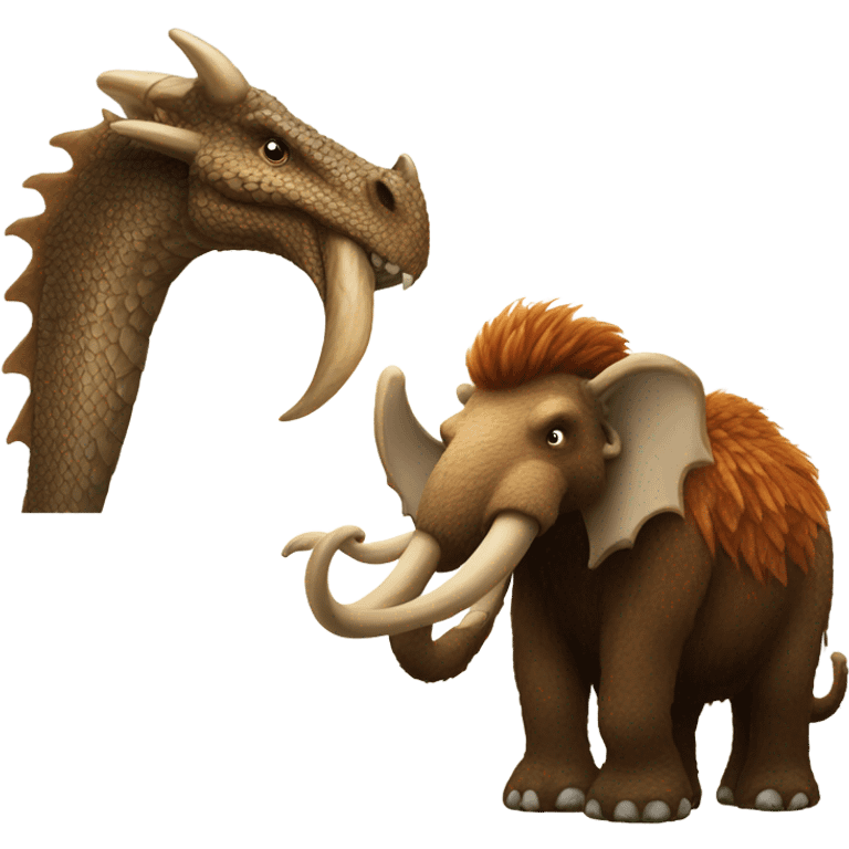 Dragon and mammoth together emoji