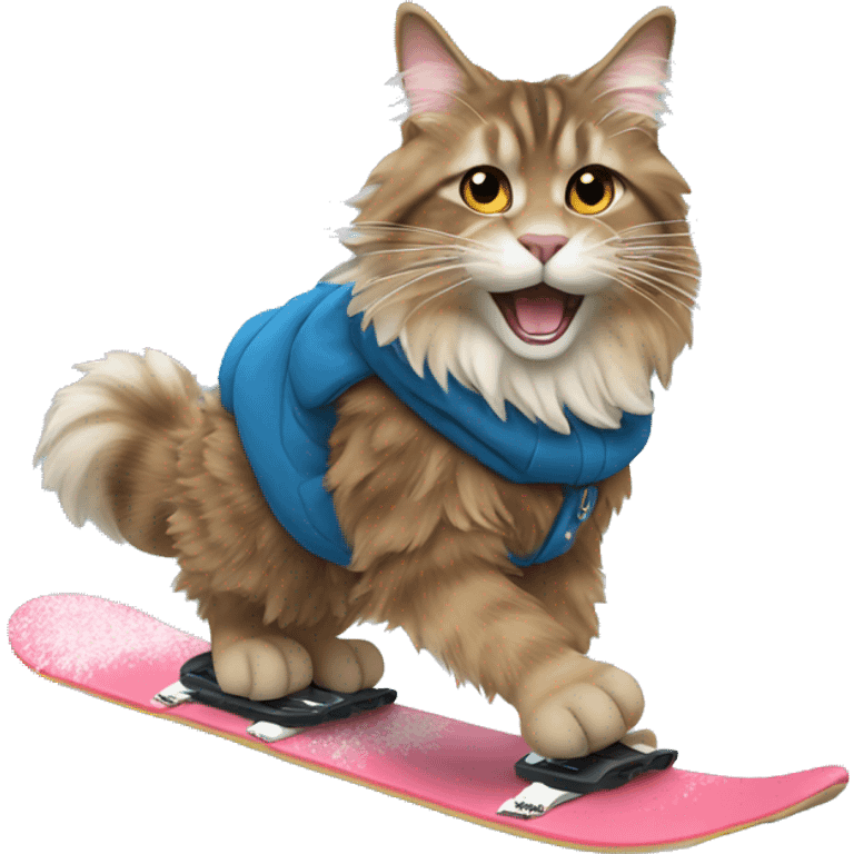 Mainecoon snowboarding  emoji