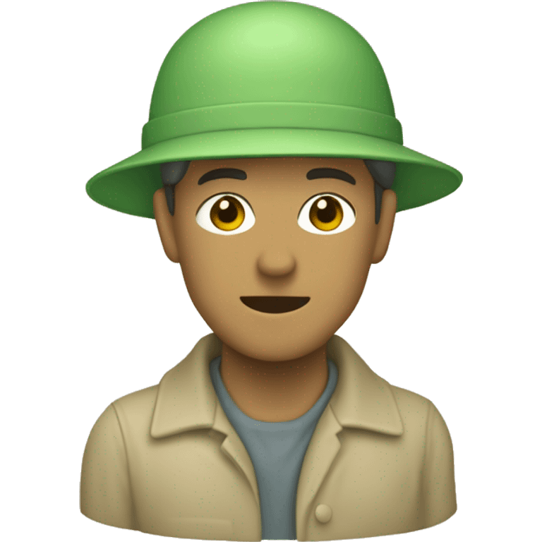 gardener pith helmet beige jacket green trees  emoji