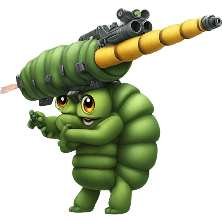 caterpillar with a gun emoji