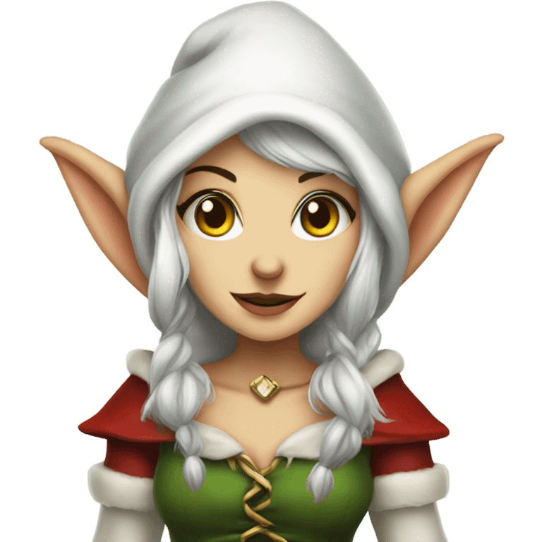 rogue female elf fantasy wearing santa hat emoji