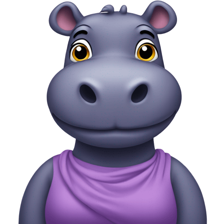 purple hippopotamus in a waist-length dress emoji