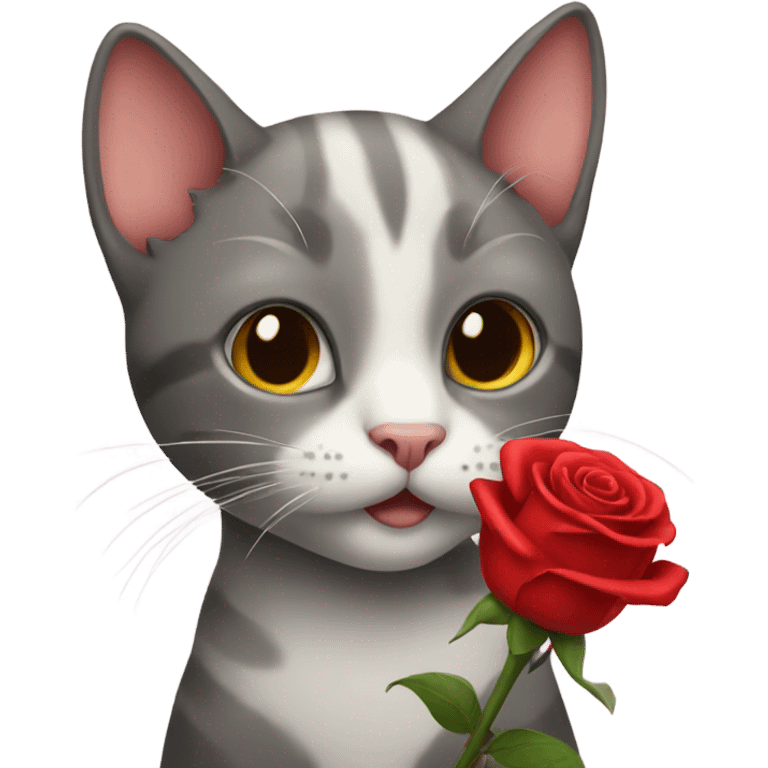 Cat Holding A Rose emoji