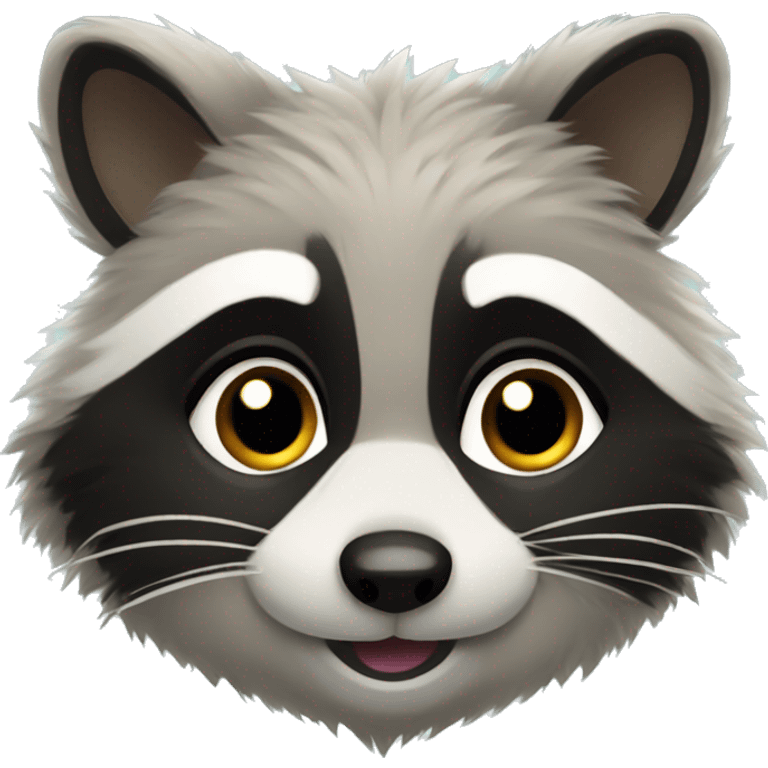 Cute fluffy raccoon says hello emoji