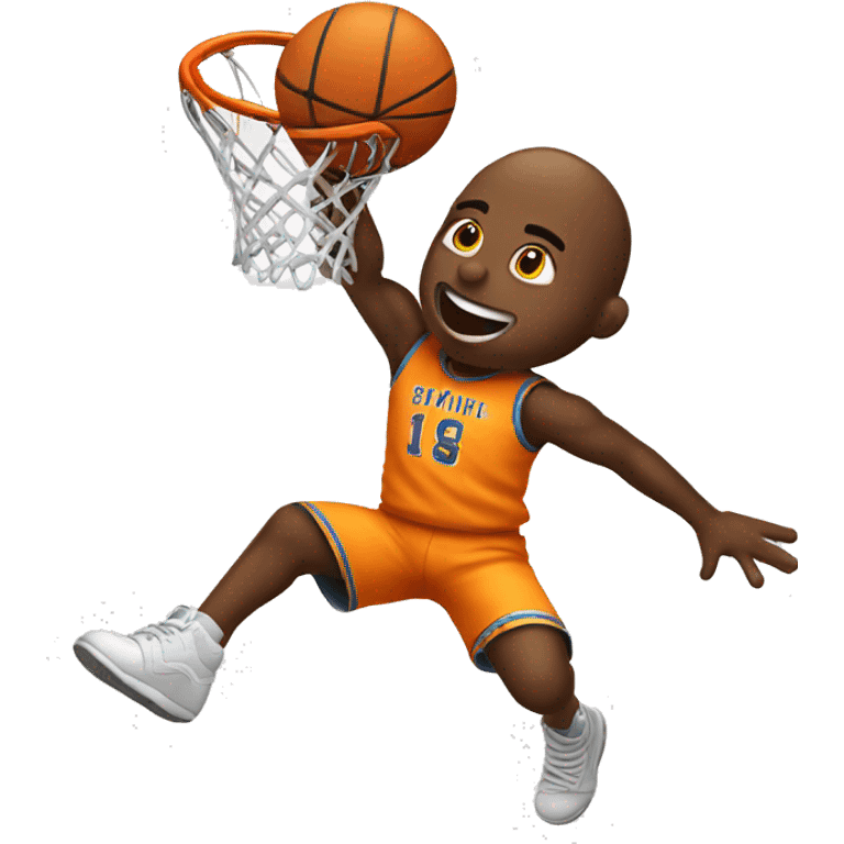 small man jumping dunking basketball emoji