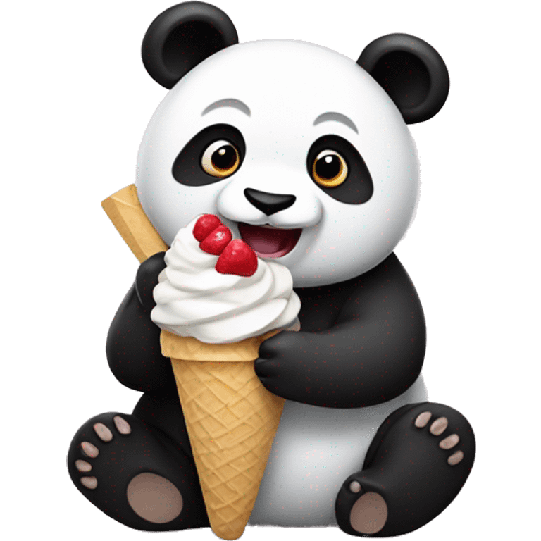 Panda eating ice cream emoji